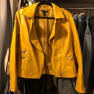 Mustard Yellow Faux LeatherJacket